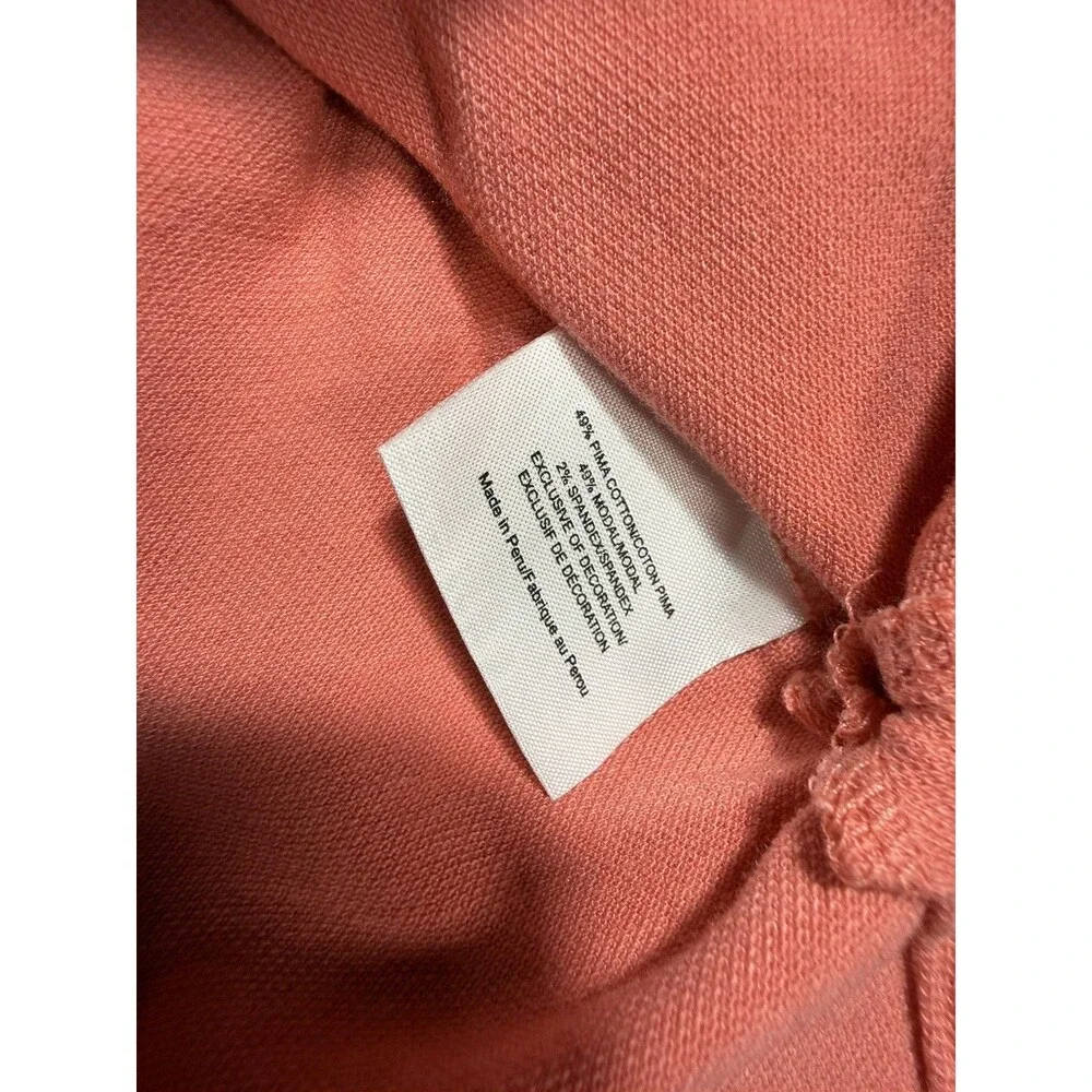 Tory Burch Lidia Long Sleeve Ruffle Polo Shirt Women’s Medium Coral Peach Cotton